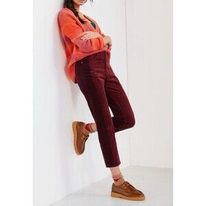 Anthropologie Pilcro 26 Crop Pants Ultra High Rise Slim Straight Corduroy 2 Tone